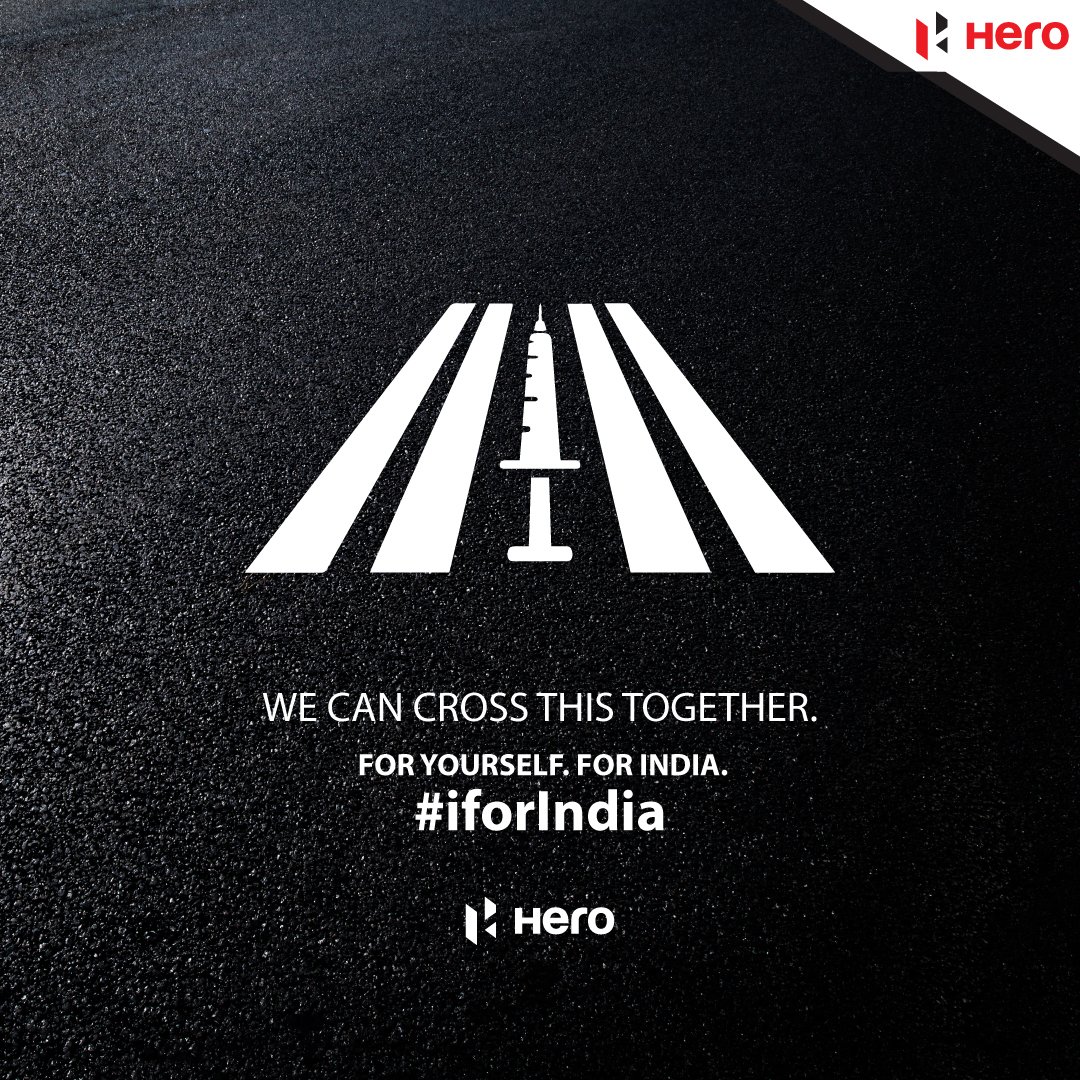 Hero MotoCorp took to Instagram and posted, “We can cross this together. Get vaccinated. For yourself. For India” Hero MotoCorp took to Instagram and posted, “We can cross this together. Get vaccinated. For yourself. For India”