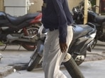 A health worker moving an oxygen cylinder the district hospital located in Sector-30, Noida. A health worker moving an oxygen cylinder the district hospital located in Sector-30, Noida.