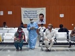 Beneficiaries waiting to receive the dose of the Covid-19 vaccine at a vaccination centre in New Delhi on Thursday. (ANI Photo) Beneficiaries waiting to receive the dose of the Covid-19 vaccine at a vaccination centre in New Delhi on Thursday. (ANI Photo)