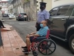 Fugitive businessman Mehul Choksi arrives at a Dominican court on Wednesday. (Antigua Newsroom ) Fugitive businessman Mehul Choksi arrives at a Dominican court on Wednesday. (Antigua Newsroom )