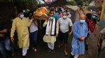 Bharatiya Janta Party (BJP) workers carry the body of Rakesh Pandita, who was killed late Wednesday, in Jammu. (AP Photo) Bharatiya Janta Party (BJP) workers carry the body of Rakesh Pandita, who was killed late Wednesday, in Jammu. (AP Photo)