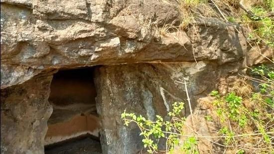 One of the caves that lay hidden behind bushes in Pandav Leni, or Trirashmi Buddhist cave complex, in Nashik. (Photo: Sourced)