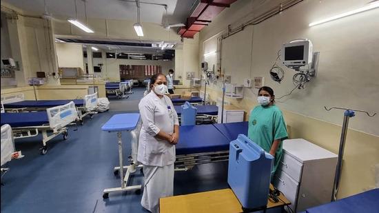 The newly inaugurated 50-bed Covid care ward at CMCH in Ludhiana on Wednesday. (HT PHOTO) The newly inaugurated 50-bed Covid care ward at CMCH in Ludhiana on Wednesday. (HT PHOTO)