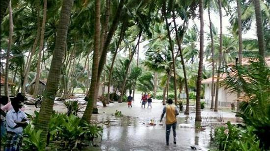 A view of a flooded locality in Lakshadweep following Cyclone Ockhi in 2017. (PTI File)