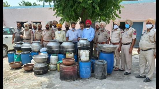 The accused in police custody.