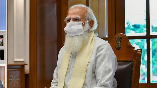 Prime Minister Narendra Modi chairs a meeting to review preparations for the Olympics, through video conferencing, in New Delhi, June 3, 2021. (PTI) Prime Minister Narendra Modi chairs a meeting to review preparations for the Olympics, through video conferencing, in New Delhi, June 3, 2021. (PTI)