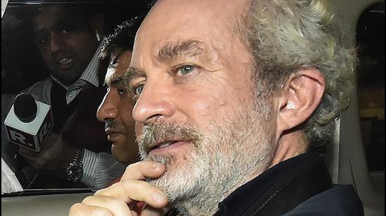*AgustaWestland scam accused middleman Michel Christian at CBI headquarters in New Delhi, after his arret in 2018 (AP)