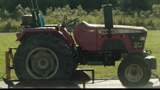 The image shows the scene featuring Mahindra tractor from the Oscar winning movie.(Screengrab)