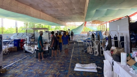 Pictures were tweeted out on Thursday by the Hemkunt Foundation, who have alleged that "local goons" vandalised and ransacked their entire Gurugram facility.(Photo via @Hemkunt_Fdn on Twitter) Pictures were tweeted out on Thursday by the Hemkunt Foundation, who have alleged that "local goons" vandalised and ransacked their entire Gurugram facility.(Photo via @Hemkunt_Fdn on Twitter)