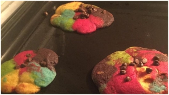 Rainbow choco-chip cookies: Who does not love choco-chip cookies. Add some colours to your cookies and enjoy with your family and friends.(Instagram/baked_kneads_)