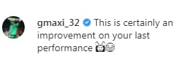 Glenn Maxwell's comment on the Instagram video shared by AB de Villiers. (Instagram/@abdevilliers17)