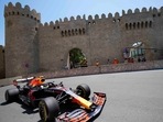 Red Bull driver Sergio Perez of Mexico steers his car during the first free practice at the Baku Formula One city circuit, in Baku, Azerbaijan, Friday, June 4, 2021. The Formula one race will be held on Sunday.(AP) Red Bull driver Sergio Perez of Mexico steers his car during the first free practice at the Baku Formula One city circuit, in Baku, Azerbaijan, Friday, June 4, 2021. The Formula one race will be held on Sunday.(AP)