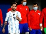 Argentina's Lionel Messi wears a jersey with football star Diego Maradona's number.(AP) Argentina's Lionel Messi wears a jersey with football star Diego Maradona's number.(AP)