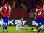 Argentina's Lionel Messi sits on the field during a qualifying football match against Chile.(AP) Argentina's Lionel Messi sits on the field during a qualifying football match against Chile.(AP)