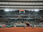 Germany's Alexander Zverev plays a return to Serbia's Laslo Djere during their third round match on day 6, of the French Open tennis tournament at Roland Garros in Paris, France, Friday, June 4, 2021. Germany's Alexander Zverev plays a return to Serbia's Laslo Djere during their third round match on day 6, of the French Open tennis tournament at Roland Garros in Paris, France, Friday, June 4, 2021.