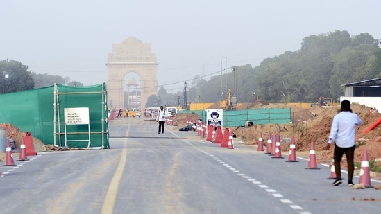 A view of the Central Vista Avenue Redevelopment project construction site at Rajpath in New Delhi (Photo by Arvind Yadav/ Hindustan Times) A view of the Central Vista Avenue Redevelopment project construction site at Rajpath in New Delhi (Photo by Arvind Yadav/ Hindustan Times)