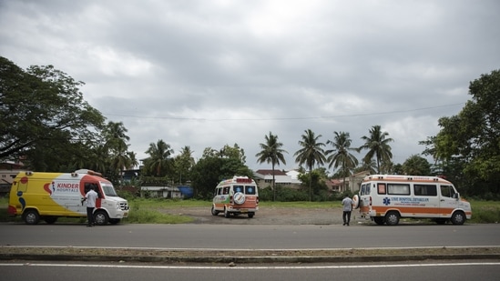 Ambulance drivers who transport Covid-19 patients halt between their trips in Kochi, on June 4. Good rainfall has been a prime reason for the farm sector’s resilience for two years, and its ability last year to buck the Covid-19 pandemic. (R S Iyer / AP) Ambulance drivers who transport Covid-19 patients halt between their trips in Kochi, on June 4. Good rainfall has been a prime reason for the farm sector’s resilience for two years, and its ability last year to buck the Covid-19 pandemic. (R S Iyer / AP)