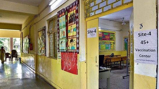 A vaccination centre wears a deserted look due to shortage of vaccines in New Delhi. (PTI Photo)