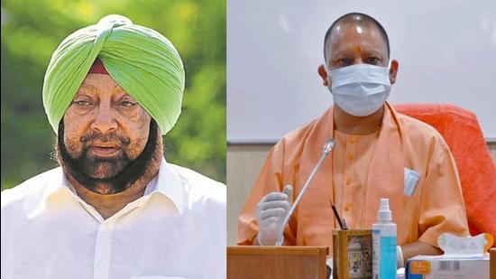 Punjab chief minister Captain Amarinder Singh (left) and Uttar Pradesh chief minister Yogi Adityanath. Punjab chief minister Captain Amarinder Singh (left) and Uttar Pradesh chief minister Yogi Adityanath.