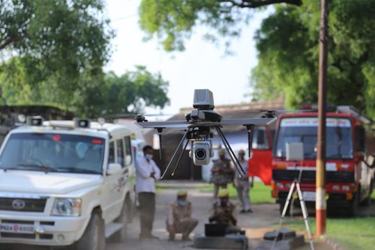 UP Police had to use a drone to get a sense of the situation inside Jaunpur district jail (Sourced)