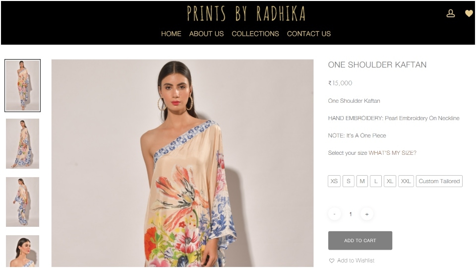 The one shoulder Kaftan dress.(printsbyradhika.com)