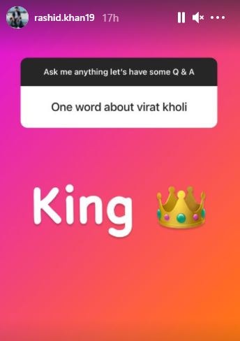 Rashid Khan describes Kohli in one word