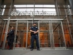 In this June 28, 2018, file photo, a police officer stands outside The New York Times building in New York. The Trump Justice Department secretly obtained the phone records of four New York Times journalists as part of a leak investigation, the newspaper said on Wednesday, (AP Photo) In this June 28, 2018, file photo, a police officer stands outside The New York Times building in New York. The Trump Justice Department secretly obtained the phone records of four New York Times journalists as part of a leak investigation, the newspaper said on Wednesday, (AP Photo)