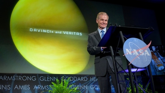  Nasa administrator Bill Nelson speaks during his first major address to employees, at the agency's headquarters in Washington.(AP / File)