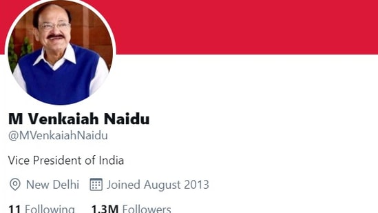Personal Twitter account of M Venkaiah Naidu