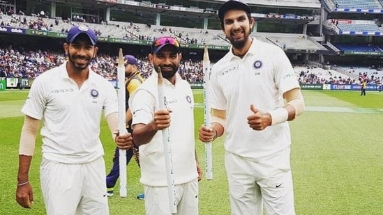 File image of Mohammed Shami, Jasprit Bumrah and Ishant Sharma.(Twitter/Mohammed Shami) File image of Mohammed Shami, Jasprit Bumrah and Ishant Sharma.(Twitter/Mohammed Shami)