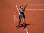 Naomi Osaka (JPN) in action during her match against Patricia Maria Tig (ROU) at Roland Garros Stadium. Mandatory Credit: Susan Mullane-USA TODAY Sports