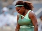 Serena Williams of the U.S. looks dejected after losing her fourth-round match against Kazakhstan's Elena Rybakina