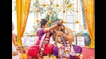 Shardul and Tanuja tying a mangalsutra around each other’s neck, at their wedding last December Shardul and Tanuja tying a mangalsutra around each other’s neck, at their wedding last December