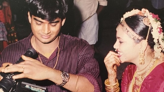 An old picture of R Madhavan and his wife Sarita Birje. 