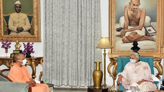 Uttar Pradesh chief minister Yogi Adityanath met governor Anandiben Patel last month.(ANI Photo)