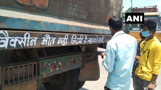 As these vehicles keep running to different places in urban as well as rural parts, people can easily get to see these messages written on them.(Twitter/@ANI) As these vehicles keep running to different places in urban as well as rural parts, people can easily get to see these messages written on them.(Twitter/@ANI)