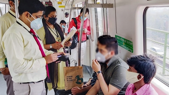 Standing won't be allowed inside the metro as Delhi Metro will resume its operations from June 7. (Representative image/@DMRC) Standing won't be allowed inside the metro as Delhi Metro will resume its operations from June 7. (Representative image/@DMRC)