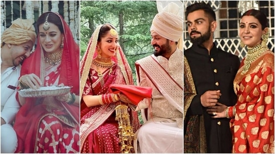 Before Yami Gautam Anushka Sharma and Dia Mirza wore the traditional red saree for their wedding Fashion Trends Hindustan Times
