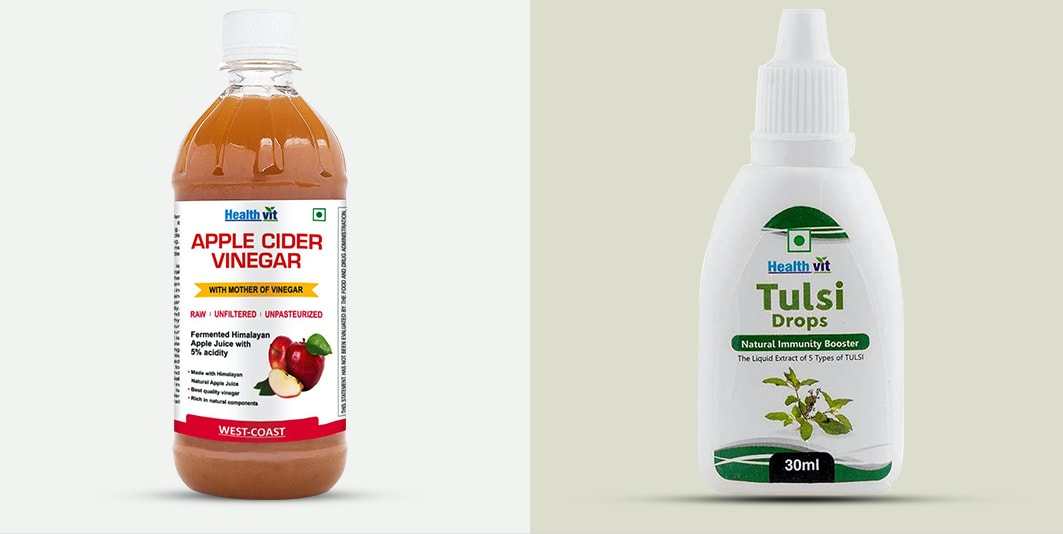 Apple cider vinegar improves digestion and tulsi drops help build your immunity