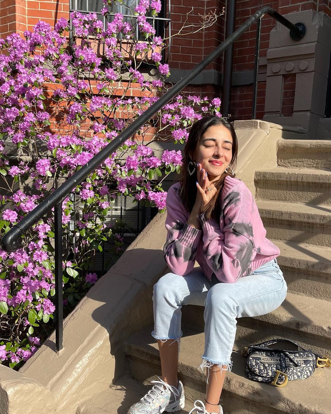 Ananya Panday in a tie-dye sweater.