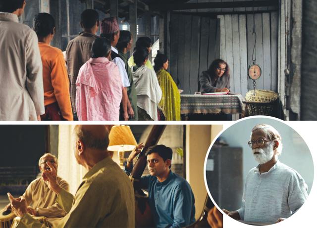(Clockwise from top) Stills from Six Strands, Court (inset) and The Disciple (Clockwise from top) Stills from Six Strands, Court (inset) and The Disciple