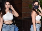 Nora Fatehi pairs crop top and denims with <span class='webrupee'>₹</span>4 lakh bag on day out, see pics(Varinder Chawla) Nora Fatehi pairs crop top and denims with <span class='webrupee'>₹</span>4 lakh bag on day out, see pics(Varinder Chawla)
