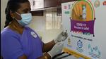 A health official prepares a vaccine kit as she takes part in a mock drill for Covid-19 vaccine delivery at a primary health centre in Chennai in January this year. (File photo) A health official prepares a vaccine kit as she takes part in a mock drill for Covid-19 vaccine delivery at a primary health centre in Chennai in January this year. (File photo)