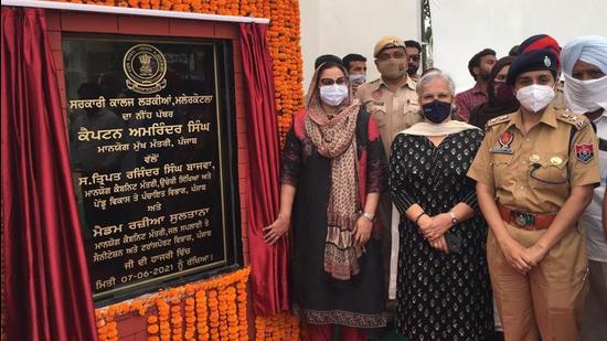 After the virtual programme, local MLA and transport minister Razia Sultana along with deputy commissioner Amrit Kaur Gill and senior superintendent of police Kanwardeep Kaur physically laid the foundation stone of various projects in Malerkotla. (HT Photo) After the virtual programme, local MLA and transport minister Razia Sultana along with deputy commissioner Amrit Kaur Gill and senior superintendent of police Kanwardeep Kaur physically laid the foundation stone of various projects in Malerkotla. (HT Photo)