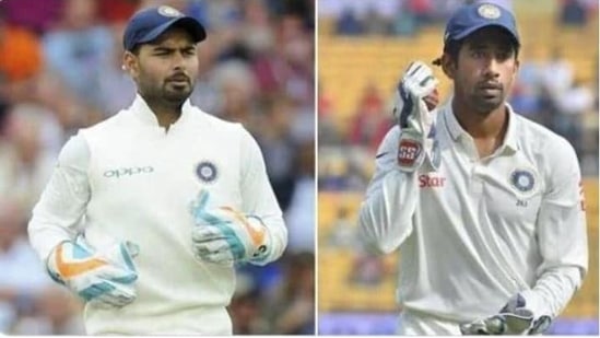 File Photos of Rishabh Pant (left) and Wriddhiman Saha.(HT Collage)