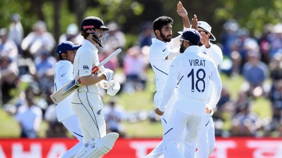 File Photo of Indian team celebrating Kane Williamson's wicket in a Test match.(Getty Images.)
