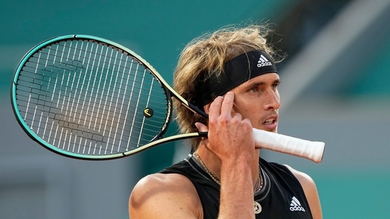 Germany's Alexander Zverev reacts as he plays against Japan's Kei Nishikori. (AP) Germany's Alexander Zverev reacts as he plays against Japan's Kei Nishikori. (AP)