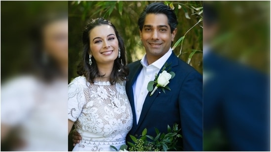 Evelyn Sharma posted pictures from her wedding with Australia-based doctor Tushaan Bhindi on Instagram on Monday. The couple, who tied the knot on May 15 in a beautiful country-style wedding, looked dreamy in the photos.(Instagram/@evelyn_sharma)