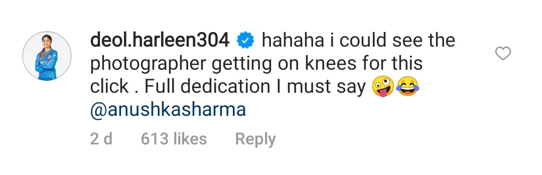 Cricketer Harleen Deol's comment.