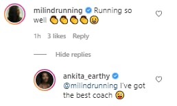 Milind Soman and Ankita Konwar's comment.